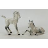 Beswick comical foal 728 and lying foal 915 both in grey gloss (2)