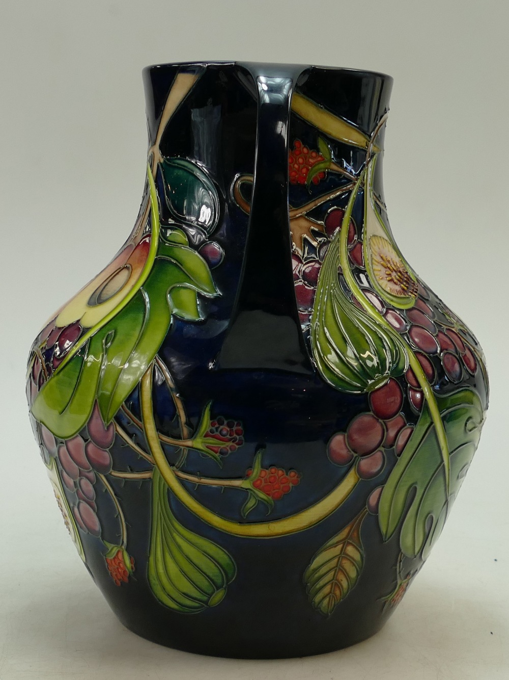 MOORCROFT large two handled VASE / URN, a second with single silver line. 26cm high. - Image 4 of 4