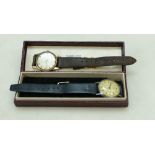 Vintage 9ct Rotary Incabloc gents wristwatch with leather strap and Avia stainless steel watch with