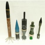 Collection of inert military shells including rockets, heat seeking missiles and mortars (5) 86cm.