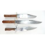 A collection of Bowie knives with wood handles (3)