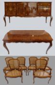 Louis XV style Dining room suite comprising of Dining table with six chairs (including armchairs)