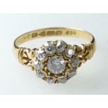 18ct Gold & Diamond cluster Daisy ring, Chester 1913. Centre stone .