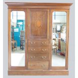 Edwardian Mahogany Combination 2 door wardrobe width 178cm x 209 height x 54 depth