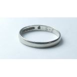 Platinum wedding band ring, size P. 2.6g.