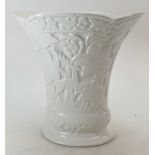 A Wedgwood prototype large white glazed Art Deco style vase decorated with embossed Susie Cooper