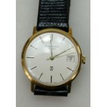 Mappin and Webb branded 9ct gold quartz watch boxed, weight inc strap 27.