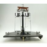 Baird & Tatlock Scientific scales in oak and glass case.