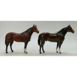 Beswick brown gloss Quarter Horse 2186 and a similar brown matte version (2)