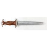 WWII German SA Army Officers Dress Dagger without scabbard with later etched blade engraved in gold