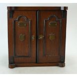 Edwardian oak smokers cabinet as miniature Lever safe,