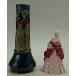 Royal Doulton figure Fleurette HN1587 and Royal Doulton Lambeth stoneware vase (2)