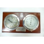 1930's Presentation Yacht Clock and Barometer Set by Henry Hughes & Sons Ltd London