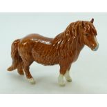 Beswick rare chestnut Woolly Shetland Mare 1033 (restoration to one ear).