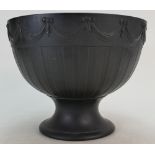 19th Century Wedgwood Black Basalt footed vase with garland decoration dated 1872,