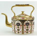 Royal Crown Derby Kettle Teapot in the Old Imari 1128 design, height 18cm,
