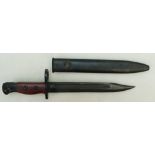 Bayonet for a Lee-Enfield Rifle No 5 Mk I "Jungle Carbine" rifle in metal scabbard,