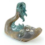 Andrew Hull Burslem pottery grotesque fish jar cover,