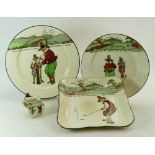 A small collection of Royal Doulton Golfing seriesware D3395 comprising various plates and a small