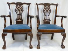 Pair of early 20th century mahogany Chippendale style armchairs.