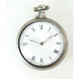 Silver pair cased POCKET WATCH with verge escapement,