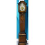 1930s Oak cased Grandmother clock with Westminster chimes with brass presentation plaque dated 1935,