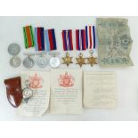 A group of second World War WWII medals comprising 2 x victory medals, 3 various stars,
