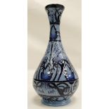 Moorcroft Blue Pattern vase, signed by designer Paul Hilditch. Limited edition 7/25, height 23cm.
