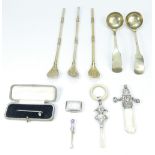 Small group of silver and misc items including Geo III silver vinaigrette, Birmingham 1818,