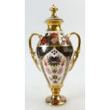 Royal Crown Derby two handled Tissington vase & cover decorated in the Old Imari 1128 design,