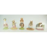 Beswick Beatrix Potter figures Jemima Puddleduck, Peter in Bed, Mrs Tittlemouse,