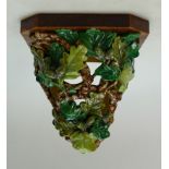 19th century Brownfield Majolica wall shelf decorated with acorns & leaves, impressed number 2046,