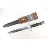 M57 Swiss bayonet the blade marked FW in later scabbard and original leather frog, length 38cm,
