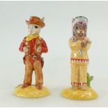 Royal Doulton Bunnykins figures Cowboy DB201 and Indian DB202 limited edition UKI Ceramics (2)
