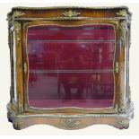 Good quality reproduction burr walnut French Louis XV style credenza/display cabinet,