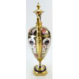 Royal Crown Derby two handled covered urn in the Old Imari 1128 design, height 13.