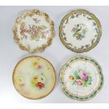 19th century plates including Royal Doulton plate handpainted with flowers,