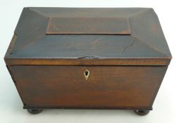 Early 19th century Victorian sarcophagus style Mahogany sewing box, with original tray insert.