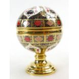 Royal Crown Derby Millennium Globe Barometer decorated in the Old Imari 1128 design,