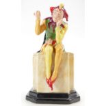 Carltonware figure The Jester, limited edition with tunic painted in yellow,