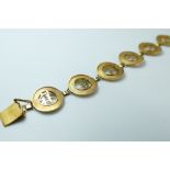 Bracelet - Chinese yellow metal gold bracelet stamped 14k, weight 12.9g. Measures 18.