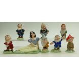 A collection of Wade Walt Disney figures Snow White and seven dwarfs,