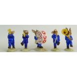 Royal Doulton Bunnykins Blue Band set comprising Drummer DB89, Drum Major DB90, Cymbal DB88,