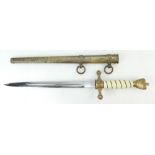 WWII German Kriegsmarine dagger with brass scabbard, Officers Dress Dagger, overall length 42cm.