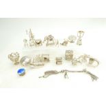 Collection of 19 silver coloured metal Continental & Oriental miniature items,