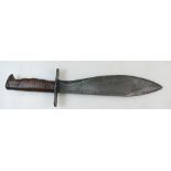 WW1 M1917 1918 Plumb Philadelphia Bolo Military Knife in Brauer Bros leather and hessian scabbard,