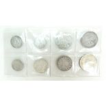 Group of 8 foreign crown size & other silver coins - France 5F 1848 VF, Belgium 1851 (stains),