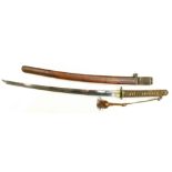 WWII era Japanese Samurai Sword / Katana,Signed blade, hammon visible, undecorated Tsuba,