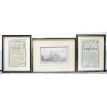19th century print of IIam Hall 30 x 24cm and two early 20th century small maps of Staffordshire