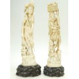 Pair of Japanese Okimono carved Ivory figures.